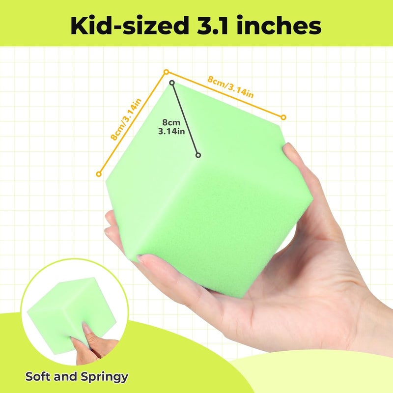 TRENDBOX Foam Cube, 100 PCS of 3.15 x 3.15 x 3.15 Inch Soft Blocks, Gymnastics, Rock Climbing, Trampoline and Other Sports Cushion Pads, Indoor Park Foam Pit Filler - Light Green - Image 2